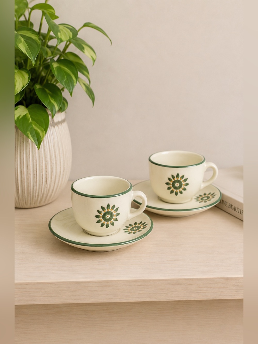 Vintage Clarice Cliff Sundew Espresso Cups Saucers Art Deco Floral Pottery Sunny